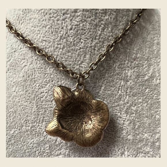 Sparkling Rose Pendant with AB Rhinestones on Vintage Chain, 20” - Picture 5 of 6